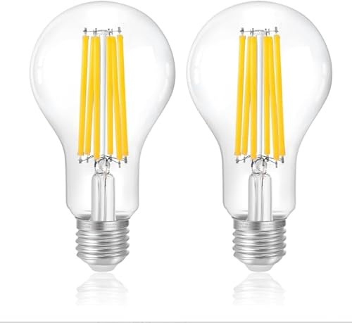 Generico Lampadina LED E27 Filamento, A70 Bianco Caldo 2700K 18W Equivalente 200W, 3000 Lumen, Non Dimmerabile, Base E27, 138x64mm, Confezione da 2 (2700K)