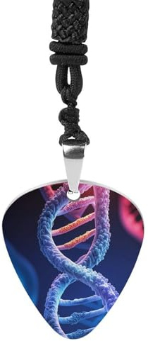 BTCOWZRV DNA genetisk helix gitarrplektrum halsband titan stål gitarr plektrumhållare hänge halsband R&B musik smycken trendigt rockmusik halsband gitarr ukulele plektrum halsband för musikälskare