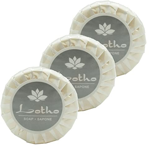 Awek.eu 100 Stück Hotelseife Hotel Seife Gästeseife in Plisseefolie rund plissiert 15g Lotho Serie