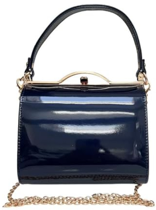 LeahWard Patent Clutch Bag, Women's Top Handle Clutch Bag, Chain Strap Cross Body Bag, Handbag Wedding Evening Bags 16688