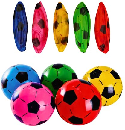 SHATCHI 12 Pcs PVC Plastic Football 8.5 Inch Inflatable Beach Soccer Balls, Lightweight Deflated Footballs for Kids Indoor and Outdoor Play, Party Bag Fillers for Birthdays, Pool and Beach Games