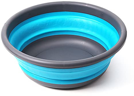 Collapsible Portable Wash Basin Dishpan 5L Kitchen Dish Pans Washing Basin Foldable Wash Dish Tub for Camping Supplies, Marine, Camper Accessories for Travel Trailers (Blue)