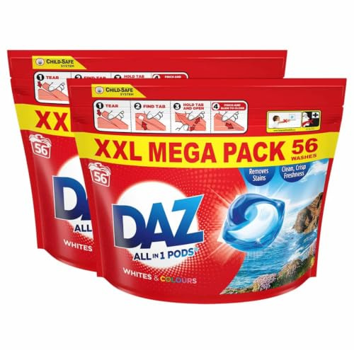 Daz All-in-1 Pods Washing Liquid Capsules For Whites & Colours (2 x 54 Washes)