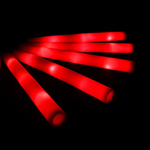 KUMUNDO - Bastoncini LED, Bastoncini LED per Matrimoni, Bastoncini Luminosi, Bastoncini Luminosi per Feste - Lunghezza 48 cm - Bastoncini Luminosi in Schiuma con LED (15 Unità) (Rosso)