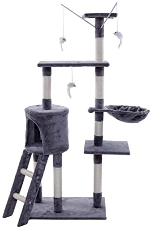 ESTEXO Katzenkratzbaum Kratzbaum Katzenbaum 138 cm Spielbaum XL Kletterbaum für Katzen Kratzmöbel Spielmöbel Hellgrau