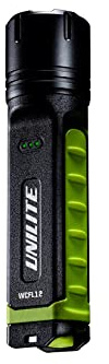 Unilite WCFL12 - Linterna de carga inalámbrica con salida de 1200 lúmenes, nailon resistente, aluminio y TPR – Potente batería recargable de iones de litio de 2600 mAh, color negro