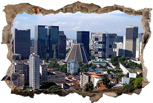 Gougeltd Autocollants muraux,Effet 3D avec mur de briques en trompe-l'œil,Horizon du Brésil,Décoration murale de chambre d'enfant 80x120cm