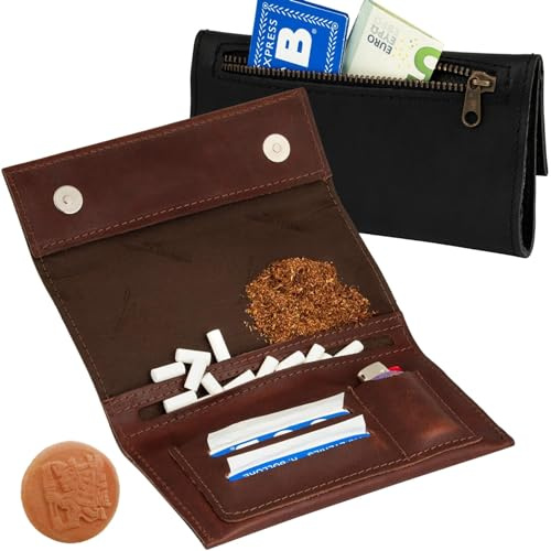 Eco Leather Tobacco Pouch with Magnet (Light Brown)
