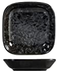 H&H Uranus Set 6 Piattini in Porcellana, 10cm, Quadrati, Design Moderno, Elegante, per servire le pietanze, Nero