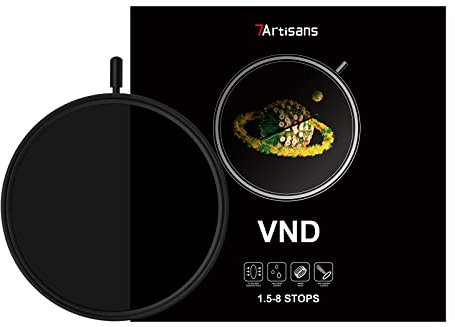7artisans Filtre ND variable [ND2/4/8/16/32/64] 1,5-8 arrêts importé AGC verre réglable [58/62/67/72/77/82 mm] Filtre vidéo portrait densité neutre pour objectifs d'appareil photo (VND-72 mm)