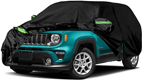 Waterproof Car Covers Replace for 2015-2022 Jeep Renegade, 6 Layers All Weather Custom-fit Car Cover with Zipper Door & Windproof Strap for Snow Rain Dust Hail Protection (Renegade) | All Weather Car Cover with Cotton Liner, Zipper Door, Windproof Bands for Snow Rain Dust Protection