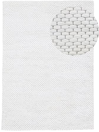carpetfine Wollteppich Sina weicher handweb Teppich Natur Creme 140x200 cm | Zeitloser Wollteppich für Wohnzimmer, Schlafzimmer & Kinderzimmer