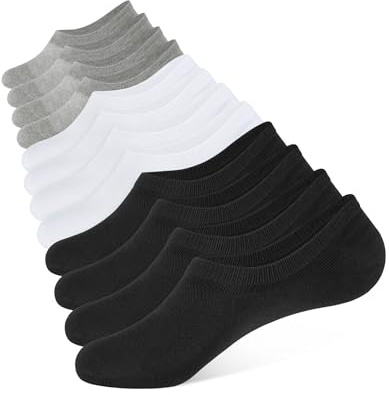CLOSEMATE 6 Paar Sneaker Socken Herren & Damen Füßlinge Baumwolle Füsslinge Unsichtbare Socken Invisible No Show Socks für Sneaker Mokassins Loafer 2Schwarz 2Weiß 2Grau 43-46 L