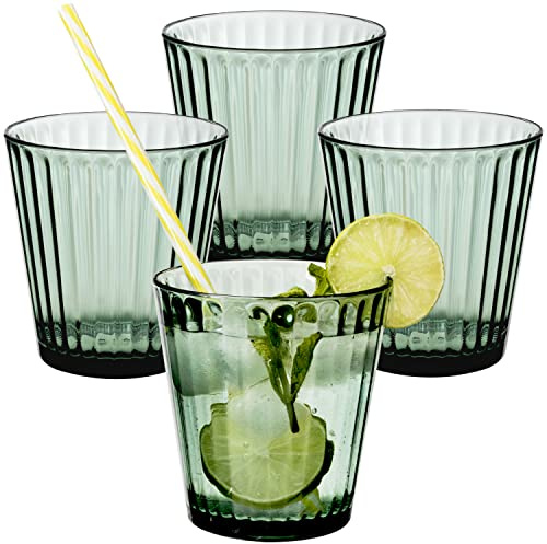 4x Campingglas Acryl 360ml grün Trinkglas Kunststoff Garten Picknick Becher