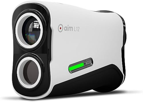GOLFBUDDY Aim L12 - Telémetro láser con compensación de Pendiente, ergonómico, Ligero, Modo de buscador de Pines fácil, Alerta de vibración, Aumento 6X, Funda rígida