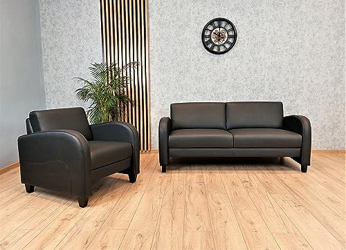 Quattro Meble Echtleder Sofagarnitur Oslo Mini 2,5 er + passenden Sessel Ledersofa Echt Leder Rindsleder Couch Set Lederset
