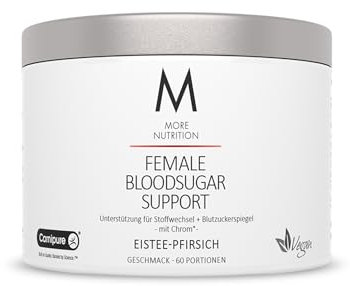 MORE Female Bloodsugar Support, 300g, Eistee Pfirsich, mit Inositol, L-Carnitin, Ashwagandha Extrakt, Chrom und Vitamin D