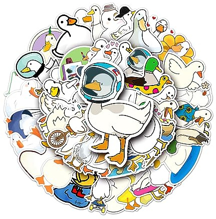 50 Blatt Enten Sticker,Wasserdichte Vinyl Aufkleber Cute Designs | Lustige Enten Vinyl Sticker mit wasserdichtem Material, ideal für Scrapbook, Auto, Gepäck, Skateboard und DIY.