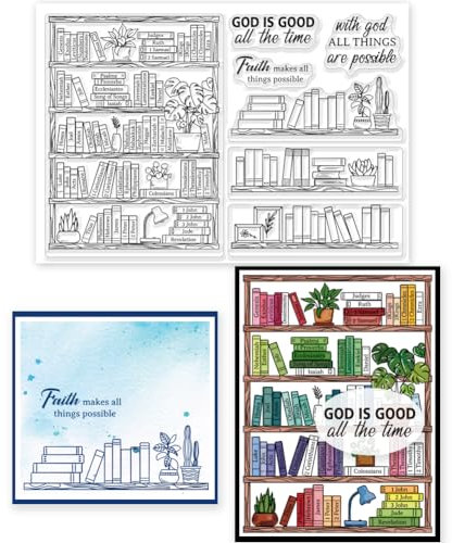GLOBLELAND Silikonstempel Bücherregal Pflanzen Klare Silikon Stampl Bibel Bücherregal Stempel Leseplan Clear Stamps für DIY Journal Scrapbooking Fotoalbum Kartenherstellung