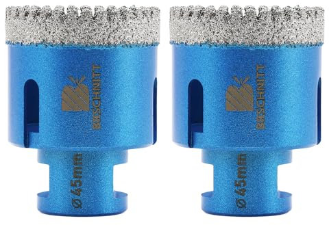 Diamond Core Drill Bit 45mm,BRSCHNITT M14 Vacuum Brazed Diamond Tip Drill Bit for Tile Porcelain Ceramic Marble Granite Drilling(2pcs)