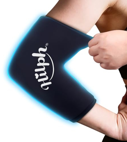 Hilph Elbow Ice Sleeve Arm Ice Packs for Injuries Reusable, Flexible Gel Cold Compression Sleeve for Tennis Elbow, Golfers, Tendinitis Pain Relief, Small, Black