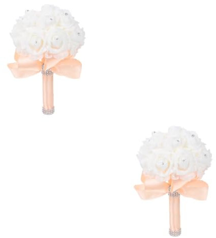 MUCKLILY 2 Stück Rosenstrauß Künstliche Blumen Hochzeitsstrauß Brautstrauß Zum Halten Von Blumen Für Hochzeiten Partys Verlobungen Und Brautpartys