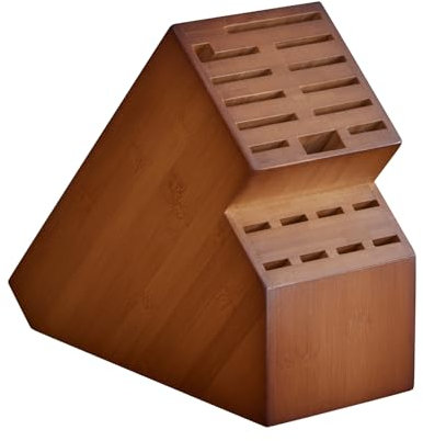 Kitsanery Knife Block Countertop Butcher's Knife Rack and Organizer 20 Slot Knife Holder Large Bamboo Knives Rack (Knife Not Included), Universal Knife Rack Strap