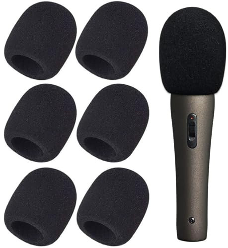 XBFOCNH 6 Stück Mikrofon Windschutz, Staubdicht und Antibakteriell Mic Foam Cover, Handmikrofon Windschutz mit Guter Elastizität Kontraktilität, Pop Schutz Mikro für KTV, Outdoor-Aktivitäten (Schwarz)