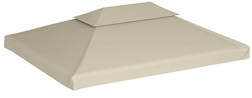 Homgoday Tetto di ricambio per gazebo 310 g/m² Beige 3 x 4 m per gazebo gazebo copertura di ricambio per gazebo padiglione