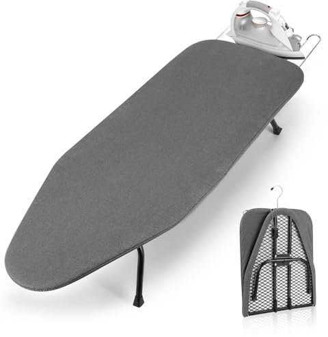 Aofesel Piccolo Asse da stiro pieghevole salvaspazio, mini tavola con imbottitura antiscivolo per uso domestico, 77 x 32 cm