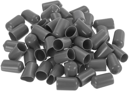 sourcing map 100pcs Rubber End Caps 12mm(1/2) ID Vinyl PVC Round Tube Bolt Cap Cover Screw Thread Protectors Dark Grey