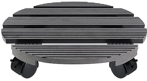 NAIZY Pflanzen Rollbrett 2X Rund WPC Pflanzenroller Außenbereich Blumentopf Untersetzer mit 4 Rollen - Belastbar bis 100 kg, Grau