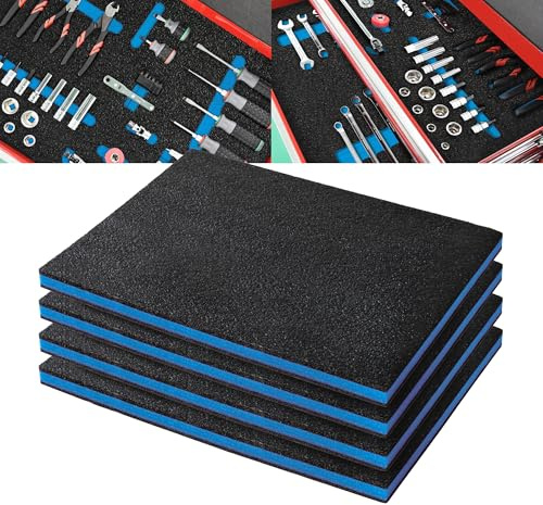 Precision Defined Skum för verktygslåda - Skuminsatser för fodral, Mouss Shadow, Skum för verktyg, Polyetenskum - Svart/Blå (40,6 x 30,4 x 2,54 cm, 4-pack)