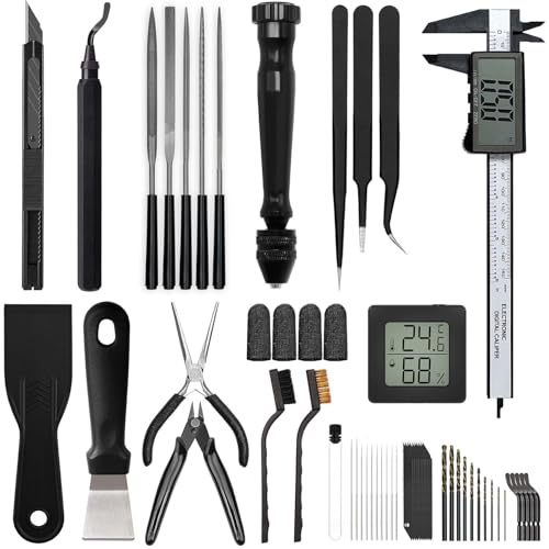 QeeaHuuo 3D Printer Tool Kit Essential 3D Printer Tools for Removing, Smoothing, Finishing, Deburring, Craving, Drilling 3D Printer Accessories for Bambu Lab, Ender3-Measuring Tool Kit-Beginner
