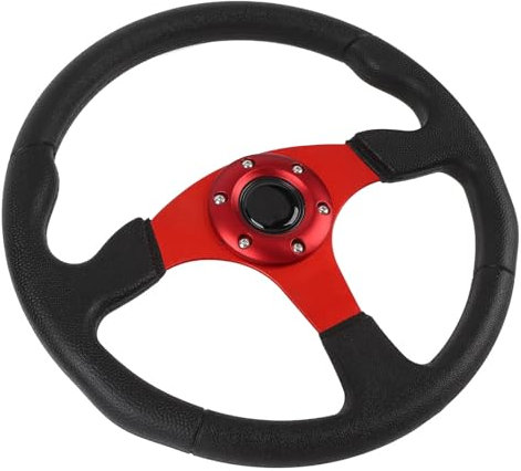 Volante Sportivo per Auto, Volante Universale 14 Pollici Telaio in Alluminio in Pelle PU Universale Adatto per Adattatore a 6 Fori (rosso)