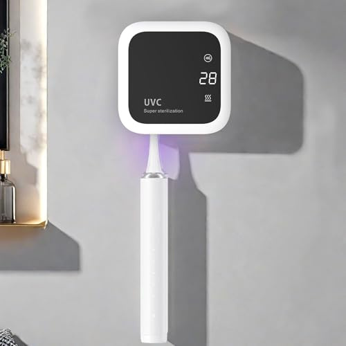 Maxspace UV-Zahnbürsten-Desinfektionsmittel, Zahnbürstenhalter zur Wandmontage mit Trocknen und 1 Steckplätzen, Tragbares UV Zahnbürste Sterilisator für Reisen und Zuhause (Weiß)
