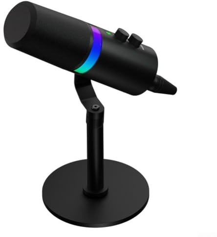 HEBEOT Micrófono dinámico de escritorio Conexión USB Reducción de ruido en tiempo real para transmisión en vivo Gaming PC Grabación