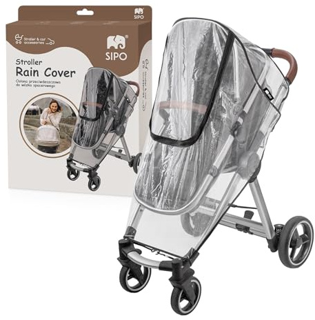 SIPO Universal Kinderwagen-Regenschutz – EVA Regenhülle mit Reißverschluss & Belüftung – Transparente Wetterabdeckung, Wind- & Wasserdicht, Mit Aufbewahrungstasche – Passt auf die meisten Kinderwagen
