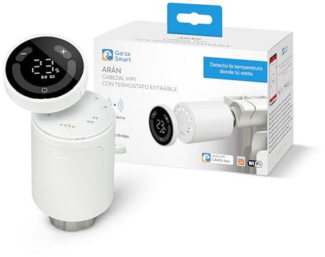 Garza – Doppelpack mit Heizkörperköpfen + tragbarem Sensor, Thermostatventil, App- und Sprachsteuerung, manuellem/automatischem Modus, Fenstererkennung, Frostschutz. Erfordert ZigBee 3.0 HUB/Bridge.