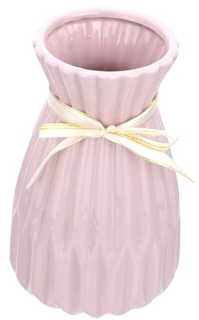 CONGARTENO Elegant Ceramic Flower Vase for Home and Office Medium Pink Hydroponic Plant Container Breathable and Smooth Desktop Pot for Floral Arrangement and Decorative Use