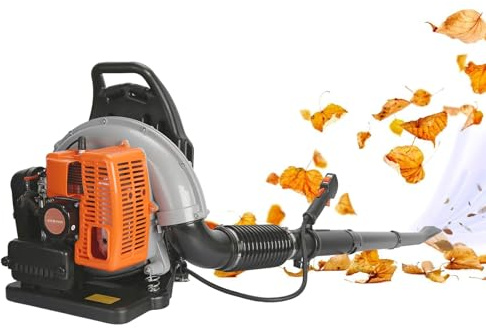 Soffiatore a zaino a benzina a 2 tempi da 63 cc, soffiatore a benzina da 2700 W con tracolla regolabile, soffiatori da giardino commerciali, serbatoio da 1,8 l, design ergonomico
