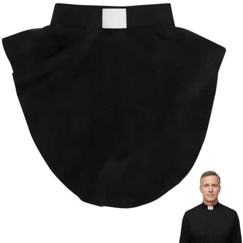 Veemoon Clergy Shirt Collar Dickey, Unisex Detachable Clergy Collar For Men And Women Comfortable Long Religious Ceremonies Church Services Washable Dickey for Costumes Black with White Support