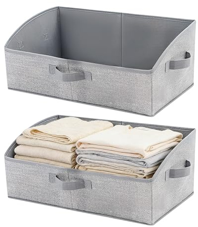 Rylae Confezione da 2 Cubi portaoggetti pieghevoli in tessuto, contenitori con maniglie - 50 * 28.5 * 20cm, Cubi portaoggetti scaffale per Riporre Vestiti, Giocattoli e Libri, Grigio Chiaro