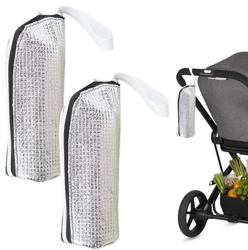 Isolerad flaskpåse – 2 delar vattenflaskskydd, aluminiumfolie handhållen förvaringspåse för mamma ungdom amning barn, enkel att bära förvaring | för flaskor resor picknick användning