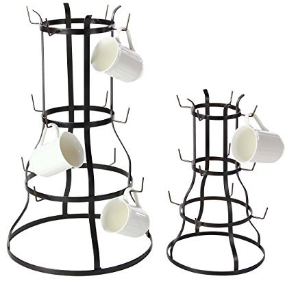 Deco 79 70555 Glockenförmiger Tassenhalter aus Eisen, Schwarz, 2 Stück