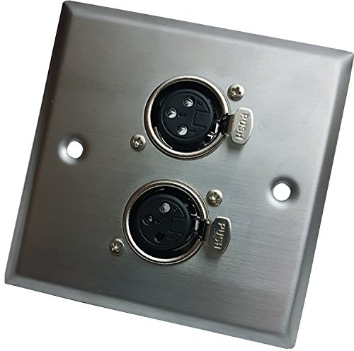 Acier Brossé Double Prise Femelle XLR 3 Broches (2 x)/Prise de Courant Murale en métal Face Plate – Audio, AMP/amplificateur, Micro/Micro, mixage, Enceintes – Cablefinder