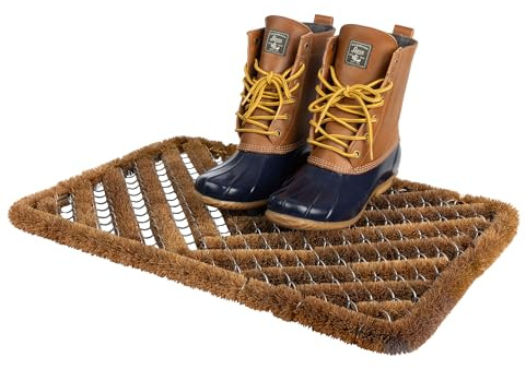 Kings County Tools Natural Coir Doormat - 23x17.5in Dirt Trapping Welcome Matt Outdoor or Indoor Front Door Mat Outside Entrance - Easy to Clean Heavy Duty Coco Coir and Stainless Steel Welcome Mat