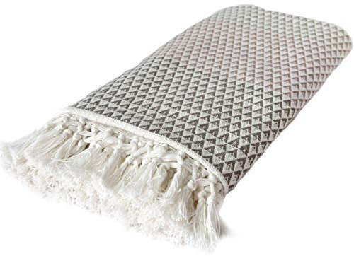 nielsen HOME Wohndecke Plaid Dana, 150x200 cm, Grau Mauve (Altrosa) Weiß (Weiss), Gemustert, Boho, Baumwolle, gemütliche Decke, Couchdecke, Sofadecke, Schlafdecke, Picknickdecke, Tagesdecke