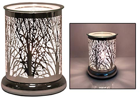Electric Wax Tart Melt Burner Lamp with Touch Control Scented Fragrance Aroma Warmer - Forest Silhouette Design 16cm