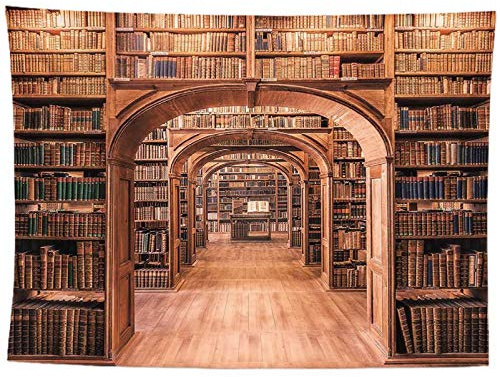 izielad Vintage Bibliothek Bücherregal Alte Bibliothek Bücher Wanddekoration Antike historische Hippie Kunst Wandbehang Wandteppich für Schlafzimmer Wohnzimmer Wohnheim 180X230CM 70.8X90.5IN